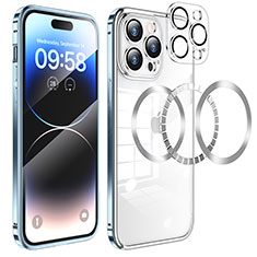 Schutzhülle Luxus Metall Rahmen und Kunststoff Schutzhülle Tasche mit Mag-Safe Magnetic Magnetisch LF3 für Apple iPhone 14 Pro Max Blau