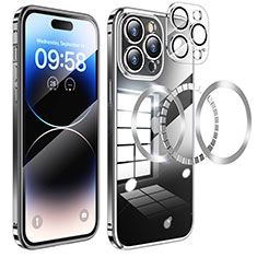 Schutzhülle Luxus Metall Rahmen und Kunststoff Schutzhülle Tasche mit Mag-Safe Magnetic Magnetisch LF3 für Apple iPhone 14 Pro Max Schwarz