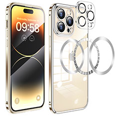 Schutzhülle Luxus Metall Rahmen und Kunststoff Schutzhülle Tasche mit Mag-Safe Magnetic Magnetisch LF3 für Apple iPhone 16 Pro Max Gold