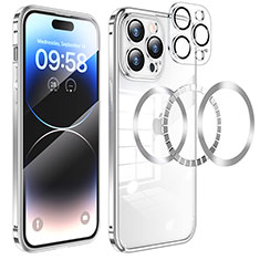 Schutzhülle Luxus Metall Rahmen und Kunststoff Schutzhülle Tasche mit Mag-Safe Magnetic Magnetisch LF3 für Apple iPhone 16 Pro Silber