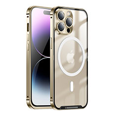 Schutzhülle Luxus Metall Rahmen und Kunststoff Schutzhülle Tasche mit Mag-Safe Magnetic Magnetisch LK1 für Apple iPhone 16 Pro Max Gold