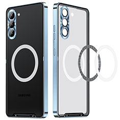 Schutzhülle Luxus Metall Rahmen und Kunststoff Schutzhülle Tasche mit Mag-Safe Magnetic Magnetisch LK1 für Samsung Galaxy S22 5G Blau