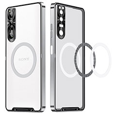 Schutzhülle Luxus Metall Rahmen und Kunststoff Schutzhülle Tasche mit Mag-Safe Magnetic Magnetisch LK1 für Sony Xperia 1 IV Silber