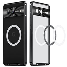 Schutzhülle Luxus Metall Rahmen und Kunststoff Schutzhülle Tasche mit Mag-Safe Magnetic Magnetisch LK2 für Google Pixel 8 5G Schwarz