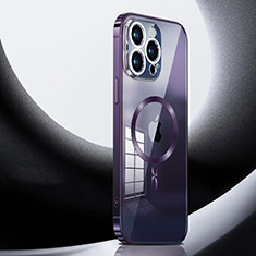 Schutzhülle Luxus Metall Rahmen und Kunststoff Schutzhülle Tasche mit Mag-Safe Magnetic Magnetisch LK3 für Apple iPhone 13 Pro Max Violett