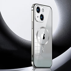 Schutzhülle Luxus Metall Rahmen und Kunststoff Schutzhülle Tasche mit Mag-Safe Magnetic Magnetisch LK3 für Apple iPhone 13 Silber