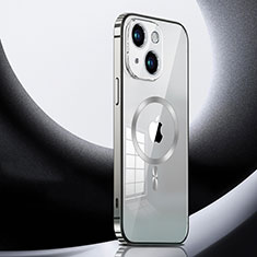 Schutzhülle Luxus Metall Rahmen und Kunststoff Schutzhülle Tasche mit Mag-Safe Magnetic Magnetisch LK3 für Apple iPhone 14 Plus Silber
