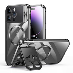 Schutzhülle Luxus Metall Rahmen und Kunststoff Schutzhülle Tasche mit Mag-Safe Magnetic Magnetisch LK4 für Apple iPhone 13 Pro Max Schwarz