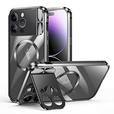 Schutzhülle Luxus Metall Rahmen und Kunststoff Schutzhülle Tasche mit Mag-Safe Magnetic Magnetisch LK4 für Apple iPhone 16 Pro Schwarz