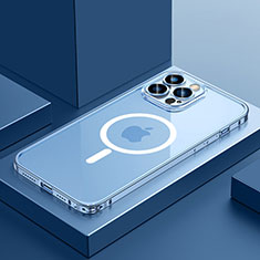 Schutzhülle Luxus Metall Rahmen und Kunststoff Schutzhülle Tasche mit Mag-Safe Magnetic Magnetisch QC3 für Apple iPhone 13 Pro Max Blau