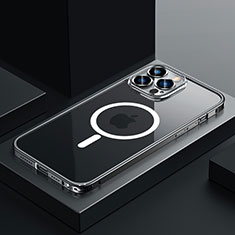 Schutzhülle Luxus Metall Rahmen und Kunststoff Schutzhülle Tasche mit Mag-Safe Magnetic Magnetisch QC3 für Apple iPhone 13 Pro Max Schwarz