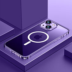 Schutzhülle Luxus Metall Rahmen und Kunststoff Schutzhülle Tasche mit Mag-Safe Magnetic Magnetisch QC3 für Apple iPhone 13 Violett