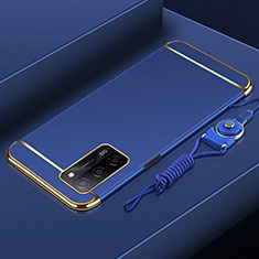 Schutzhülle Luxus Metall Rahmen und Kunststoff Schutzhülle Tasche P01 für Oppo A53s 5G Blau