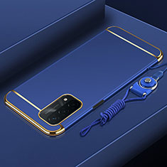 Schutzhülle Luxus Metall Rahmen und Kunststoff Schutzhülle Tasche P01 für Oppo A54 5G Blau