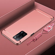 Schutzhülle Luxus Metall Rahmen und Kunststoff Schutzhülle Tasche P01 für Oppo A55 5G Rosegold