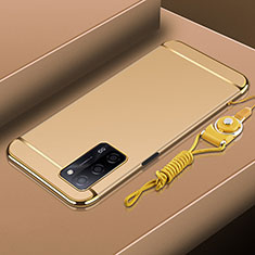 Schutzhülle Luxus Metall Rahmen und Kunststoff Schutzhülle Tasche P01 für Oppo A56 5G Gold