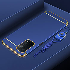 Schutzhülle Luxus Metall Rahmen und Kunststoff Schutzhülle Tasche P01 für Oppo A93 5G Blau