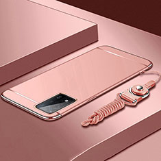 Schutzhülle Luxus Metall Rahmen und Kunststoff Schutzhülle Tasche P01 für Oppo A93s 5G Rosegold