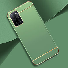 Schutzhülle Luxus Metall Rahmen und Kunststoff Schutzhülle Tasche P02 für Oppo A53s 5G Minzgrün