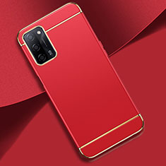 Schutzhülle Luxus Metall Rahmen und Kunststoff Schutzhülle Tasche P02 für Oppo A53s 5G Rot