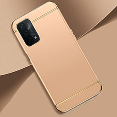 Schutzhülle Luxus Metall Rahmen und Kunststoff Schutzhülle Tasche P02 für Oppo A93 5G Gold