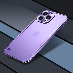 Schutzhülle Luxus Metall Rahmen und Kunststoff Schutzhülle Tasche QC1 für Apple iPhone 13 Pro Max Violett