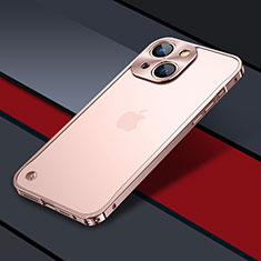 Schutzhülle Luxus Metall Rahmen und Kunststoff Schutzhülle Tasche QC1 für Apple iPhone 14 Rosegold