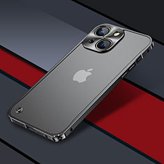 Schutzhülle Luxus Metall Rahmen und Kunststoff Schutzhülle Tasche QC1 für Apple iPhone 14 Schwarz