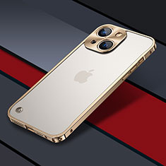 Schutzhülle Luxus Metall Rahmen und Kunststoff Schutzhülle Tasche QC1 für Apple iPhone 15 Gold