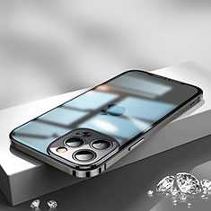 Schutzhülle Luxus Metall Rahmen und Kunststoff Schutzhülle Tasche QC2 für Apple iPhone 14 Pro Schwarz