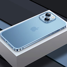 Schutzhülle Luxus Metall Rahmen und Kunststoff Schutzhülle Tasche QC3 für Apple iPhone 13 Blau