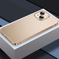 Schutzhülle Luxus Metall Rahmen und Kunststoff Schutzhülle Tasche QC3 für Apple iPhone 13 Gold