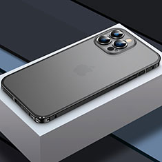 Schutzhülle Luxus Metall Rahmen und Kunststoff Schutzhülle Tasche QC3 für Apple iPhone 13 Pro Max Schwarz
