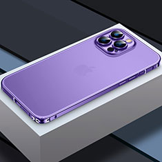 Schutzhülle Luxus Metall Rahmen und Kunststoff Schutzhülle Tasche QC3 für Apple iPhone 13 Pro Max Violett