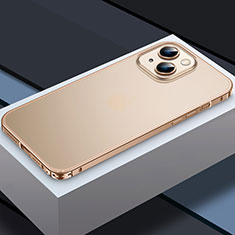 Schutzhülle Luxus Metall Rahmen und Kunststoff Schutzhülle Tasche QC3 für Apple iPhone 14 Gold