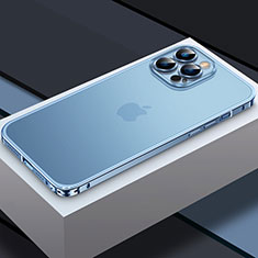 Schutzhülle Luxus Metall Rahmen und Kunststoff Schutzhülle Tasche QC3 für Apple iPhone 15 Pro Max Blau