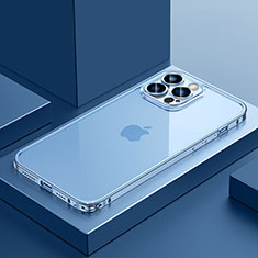 Schutzhülle Luxus Metall Rahmen und Kunststoff Schutzhülle Tasche QC4 für Apple iPhone 14 Pro Blau