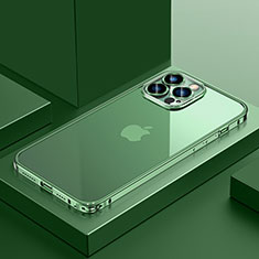 Schutzhülle Luxus Metall Rahmen und Kunststoff Schutzhülle Tasche QC4 für Apple iPhone 14 Pro Grün