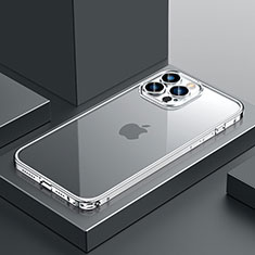 Schutzhülle Luxus Metall Rahmen und Kunststoff Schutzhülle Tasche QC4 für Apple iPhone 14 Pro Silber