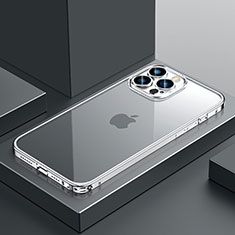 Schutzhülle Luxus Metall Rahmen und Kunststoff Schutzhülle Tasche QC4 für Apple iPhone 16 Pro Silber