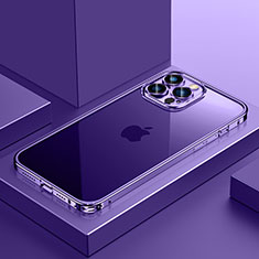 Schutzhülle Luxus Metall Rahmen und Kunststoff Schutzhülle Tasche QC4 für Apple iPhone 16 Pro Violett