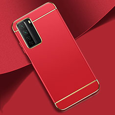 Schutzhülle Luxus Metall Rahmen und Kunststoff Schutzhülle Tasche T01 für Huawei Nova 7 SE 5G Rot