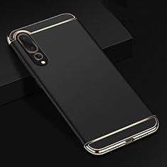 Schutzhülle Luxus Metall Rahmen und Kunststoff Schutzhülle Tasche T01 für Huawei P20 Pro Schwarz