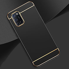 Schutzhülle Luxus Metall Rahmen und Kunststoff Schutzhülle Tasche T01 für Oppo A72 Schwarz