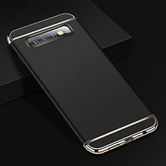 Schutzhülle Luxus Metall Rahmen und Kunststoff Schutzhülle Tasche T01 für Samsung Galaxy S10 Schwarz