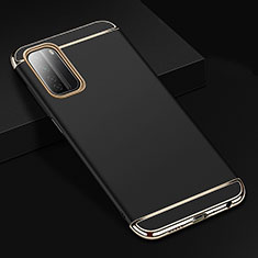 Schutzhülle Luxus Metall Rahmen und Kunststoff Schutzhülle Tasche T02 für Huawei P40 Lite 5G Schwarz