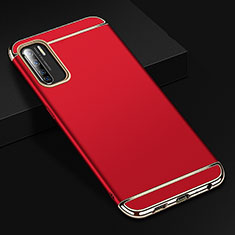 Schutzhülle Luxus Metall Rahmen und Kunststoff Schutzhülle Tasche T02 für Oppo F15 Rot