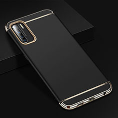 Schutzhülle Luxus Metall Rahmen und Kunststoff Schutzhülle Tasche T02 für Oppo F15 Schwarz