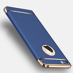 Schutzhülle Luxus Metall Rahmen und Kunststoff T01 für Apple iPhone 5S Blau