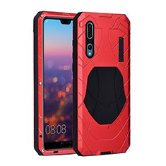 Schutzhülle Luxus Metall Rahmen und Silikon Schutzhülle Tasche K01 für Huawei P20 Pro Rot